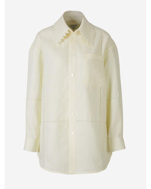 Bottega Veneta White English Linen Shirt