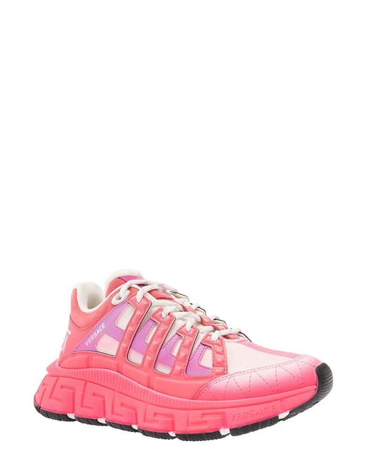 Versace Pink Trigreca Sneakers In Leather And Nylon