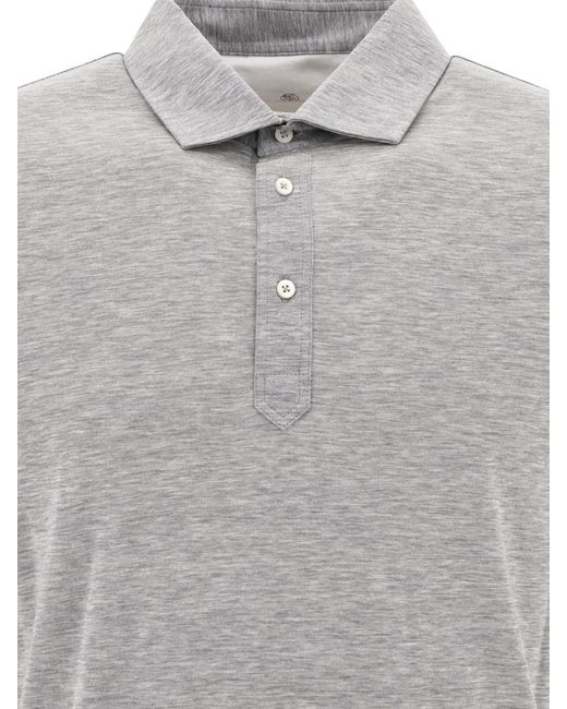 Brunello Cucinelli Gray "Faux Layering" Polo Shirt for men