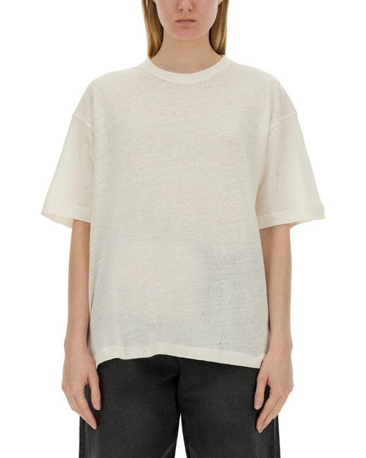 YMC White Cotton And Linen T-Shirt