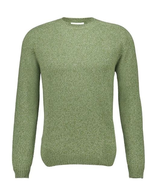 Boglioli Green Speckled Effect Wool-Cashmere Crew Neck Sweater for men