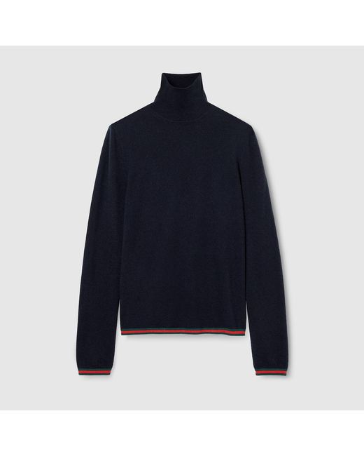 Gucci Blue Check Detail Cashmere Knitwear for men