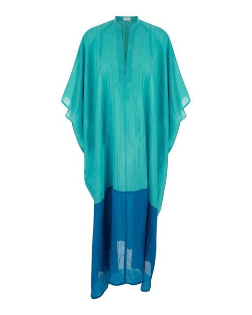 THE ROSE IBIZA Blue And Light Bicolor Tunic With Cap Sleeves