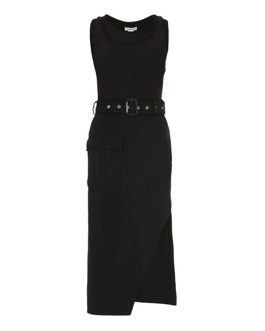 Alexander McQueen Black Belted Cotton Dress