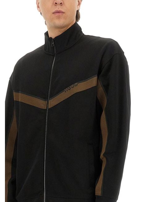 Boss Black Sweatshirt With Logo And Zipper for men
