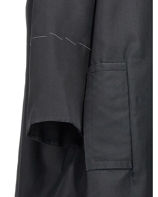 Maison Margiela Black Contrast Stitching Silk Coat Coats, Trench Coats