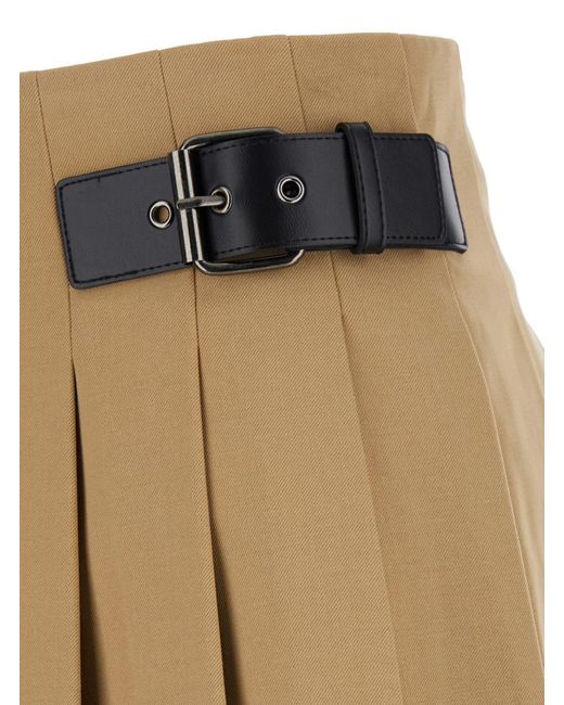DUNST Natural Skirt With Adjustable Side Belt And Pleated Details