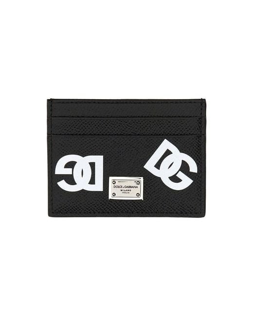 Dolce & Gabbana Black & White Dg Grained Calfskin Cardholder for men