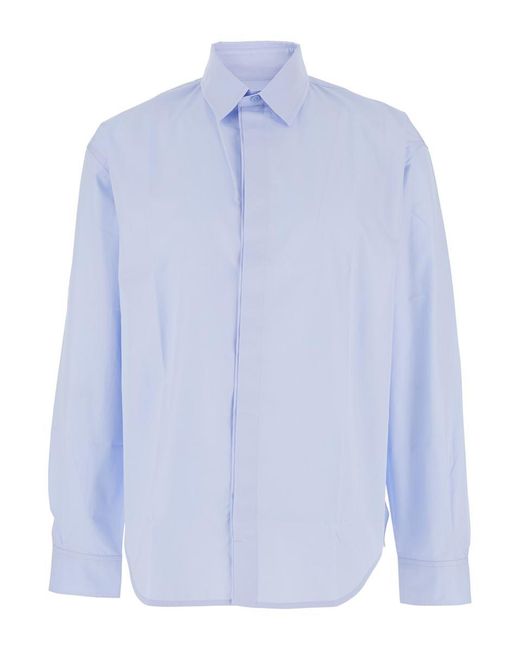 Jacquemus Blue 'Simon' Light Shirt With Logo Lettering On The Front for men