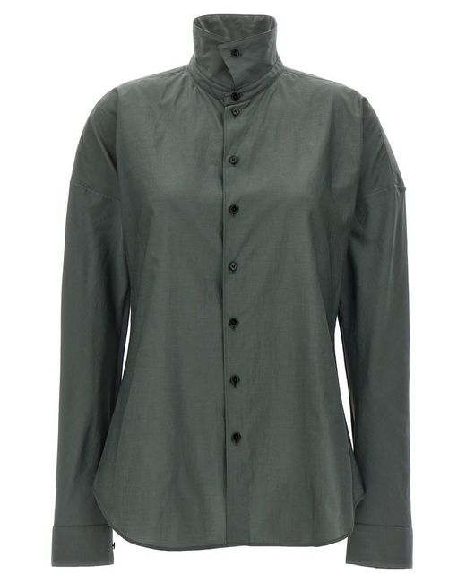 Lemaire Green 'Fitted Band Collar' Shirt