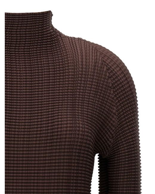 Issey Miyake Brown 'wooly Pleats-56' Blouse