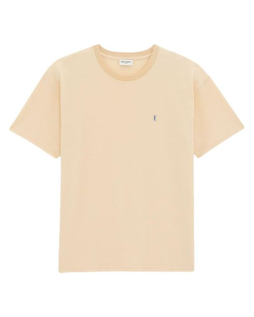 Saint Laurent Natural Cotton Piqué T-Shirt for men