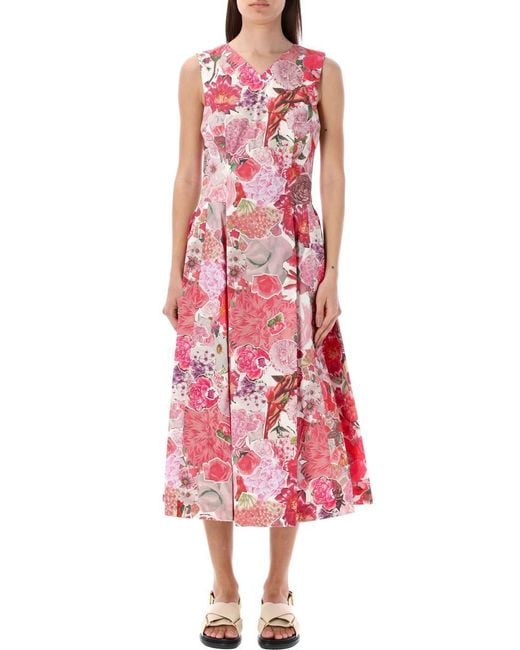 Marni Red Dress With Collage Print