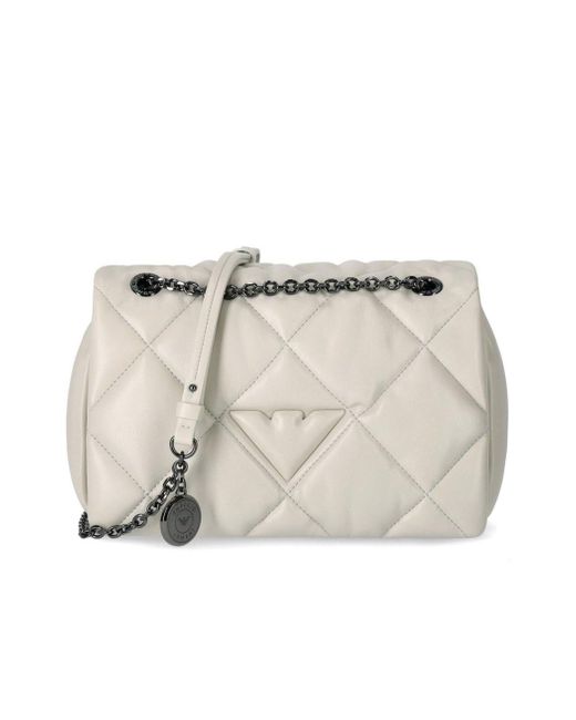 Emporio Armani Natural Ivory Quilted Crossbody Bag