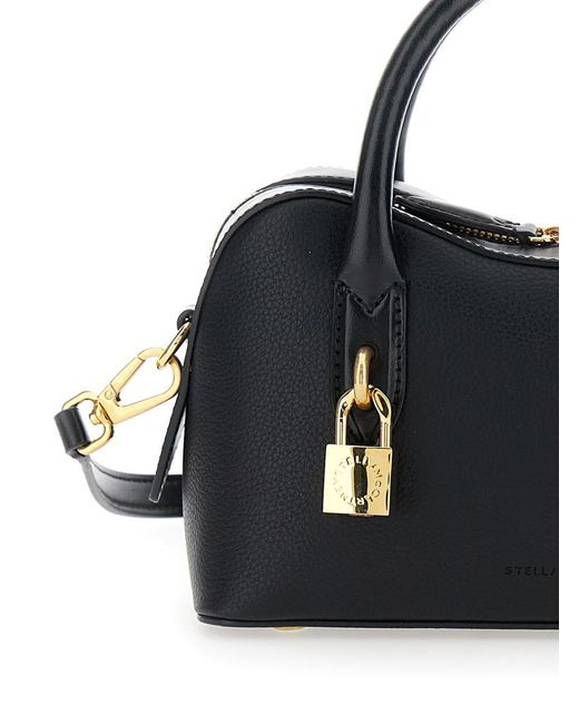 Stella McCartney Black 'Ryder' Small Handbag With Two Top Handles And Front Padlock Detail With Logo