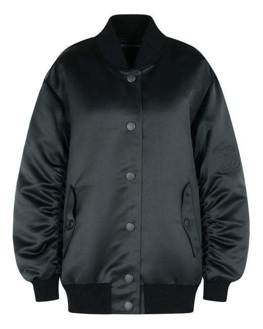 Dolce & Gabbana Black Polyester Bomber Jacket