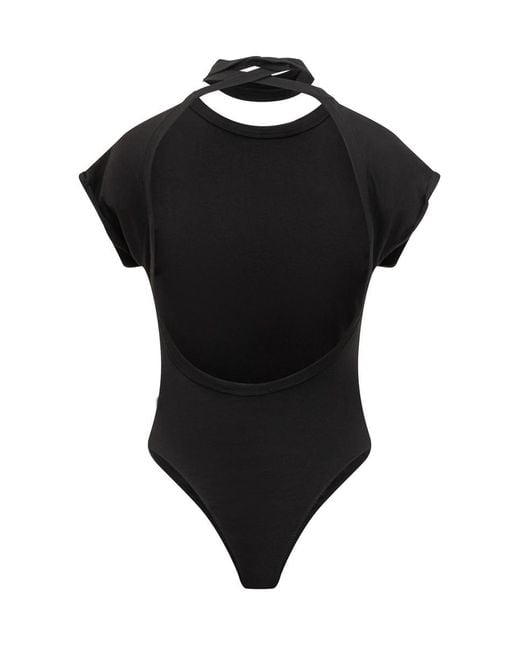 DSquared² Black Bodysuit With Print And Neck Tie