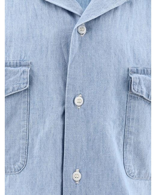 Orslow Blue Shirt With Patch Pockets for men