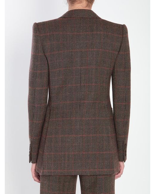 Chloé Brown Checked Wool Tailored Jacket
