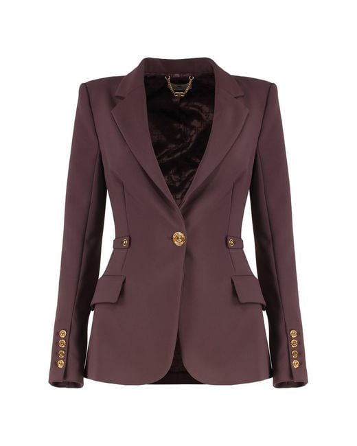 Elisabetta Franchi Women's Purple Single-Breasted One Button Jacket