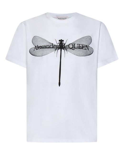 Alexander McQueen White Dragonfly T-Shirt for men