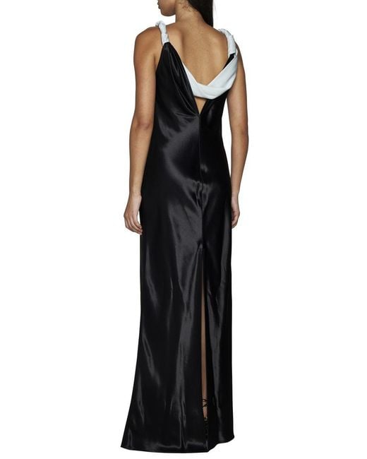 Bottega Veneta Black Satin Long Slip Dress