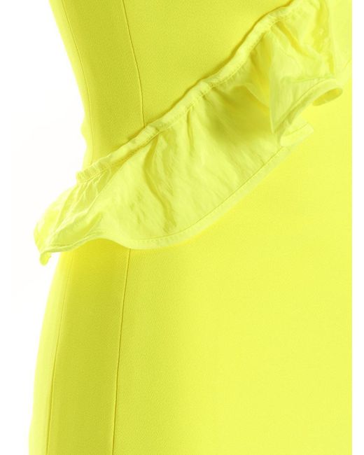 David Koma Yellow 'crossbody & Open Leg Ruffle Detail' Dress