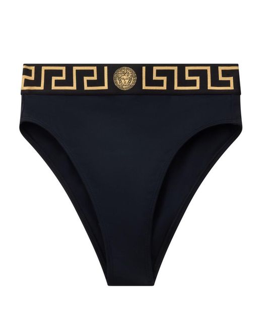 Versace Blue Greca Border High-Waisted Bikini Briefs