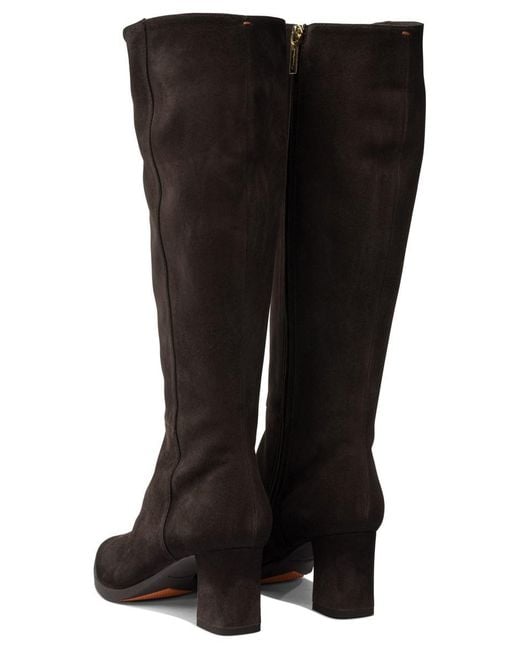Santoni Black Suede Boots 65 Mm
