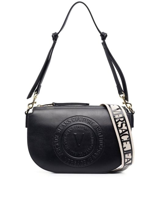 Versace Jeans Black Logo-embossed Shoulder Bag