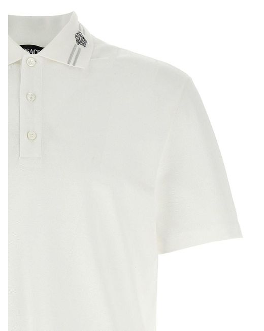 Versace White Medusa Embroidery' Polo Shirt for men