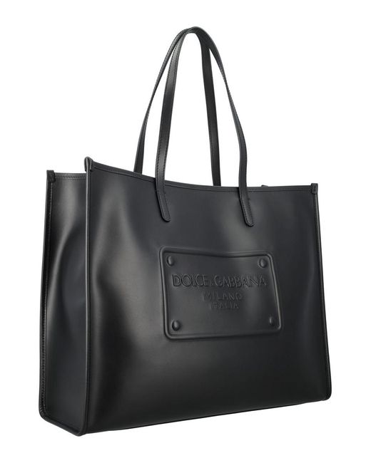 Dolce & Gabbana Black Shopper With Embossed Logo for men