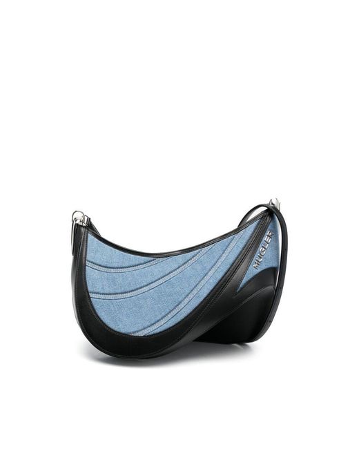 Mugler Blue Denim Spiral Curve 01 Shoulder Bag