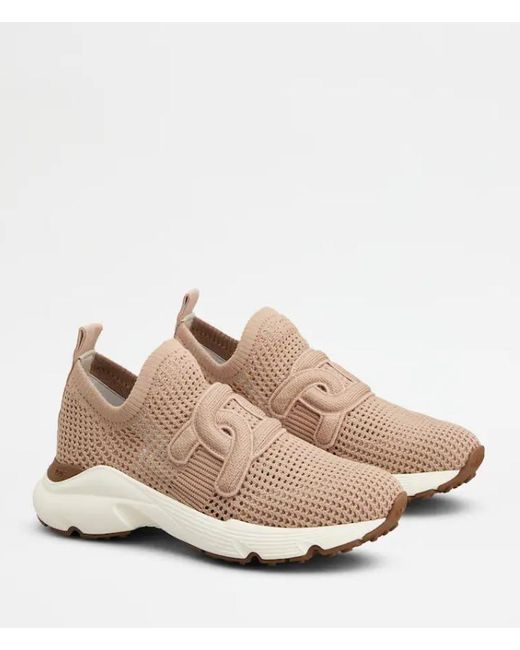 Tod's Natural Comfortable Rubber And Fabric Sneakers