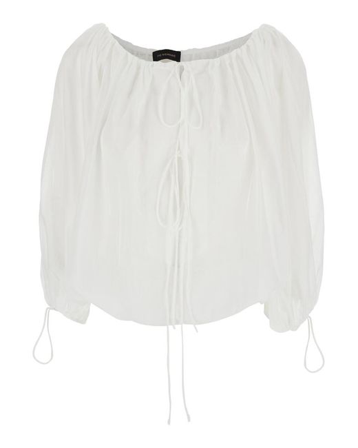 ANDAMANE White 'Wilma' Top With Long Balloon Sleeves