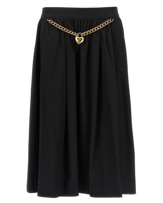 Moschino Black Pleated Midi Skirt Skirts