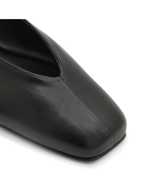 The Row Black Leather Eva Ballerina Shoes
