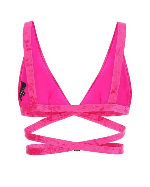 Versace Pink Medusa 95 Velvet Bikini Top