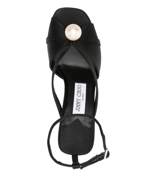 Jimmy Choo Black Siva 95 Satin Sandals