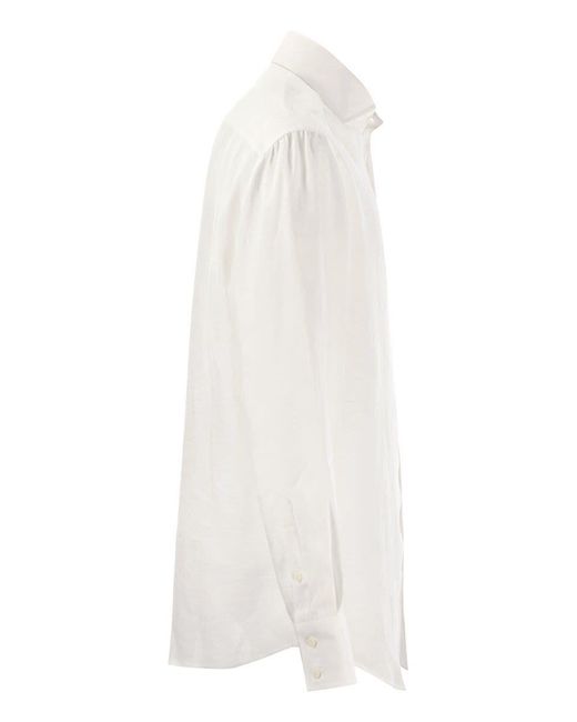 Brunello Cucinelli White Camicia Taschino Bianco for men