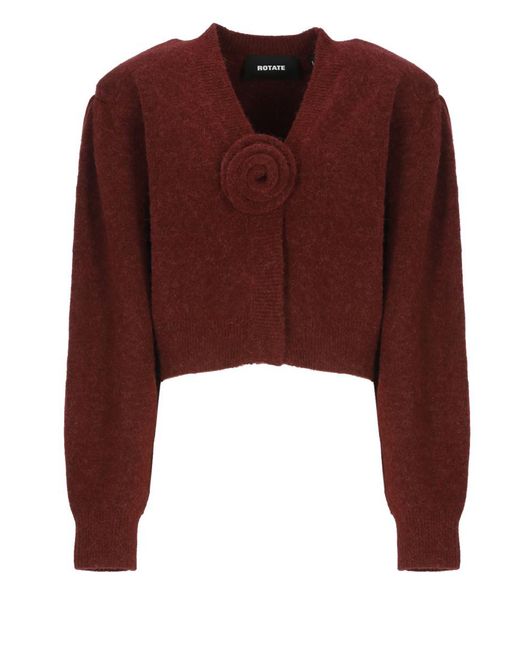 ROTATE BIRGER CHRISTENSEN Red Alpaca And Wool Cardigan
