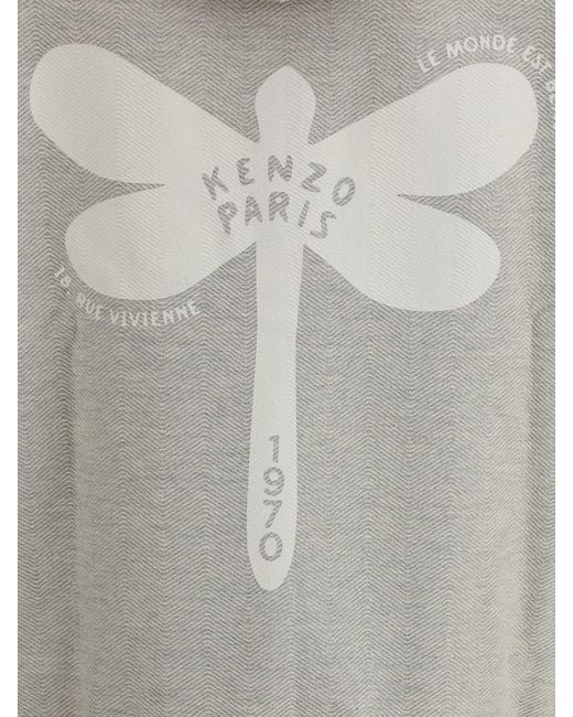 KENZO Gray 'Dragonfly' Sweatshirt With Logo Lettering On The Front And Maxi Logo On The Rear for men