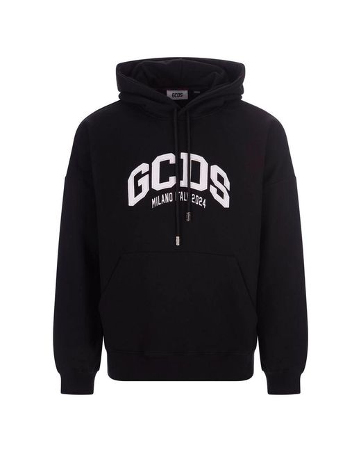 Gcds Blue Logo Embroidery Hoodie for men