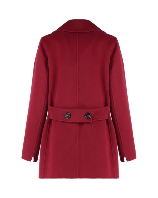 Max Mara Red Caban Virgin Wool Coat
