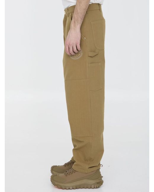 MONCLER X ROC NATION Natural Cotton Canvas Trousers for men