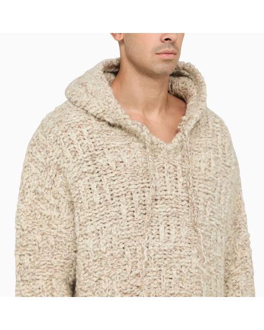ERL Natural Beige Wool Knit Hoodie for men