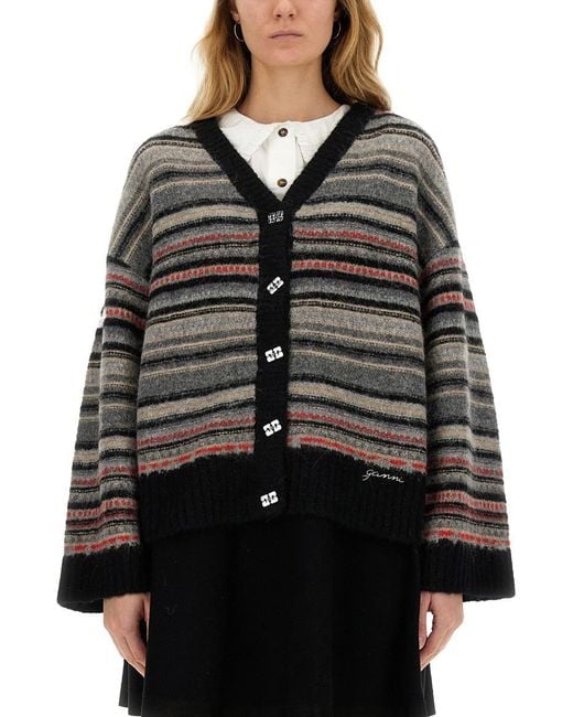 Ganni Black Boxy Fit Cardigan