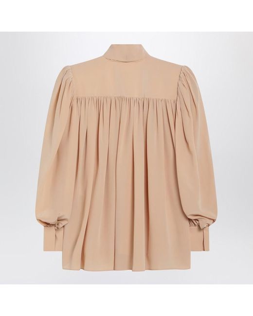 Chemisier Chloé En Crêpe De Soie Rose Avec Lavallière - Taille XL, Occasion Très Bon état