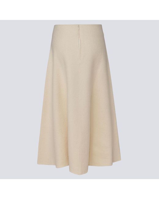 Jil Sander Ecru Wool Skirt in Beige (Natural) | Lyst