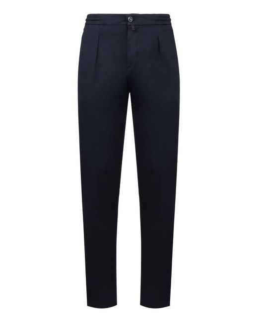 Kiton Blue Cotton Trousers for men